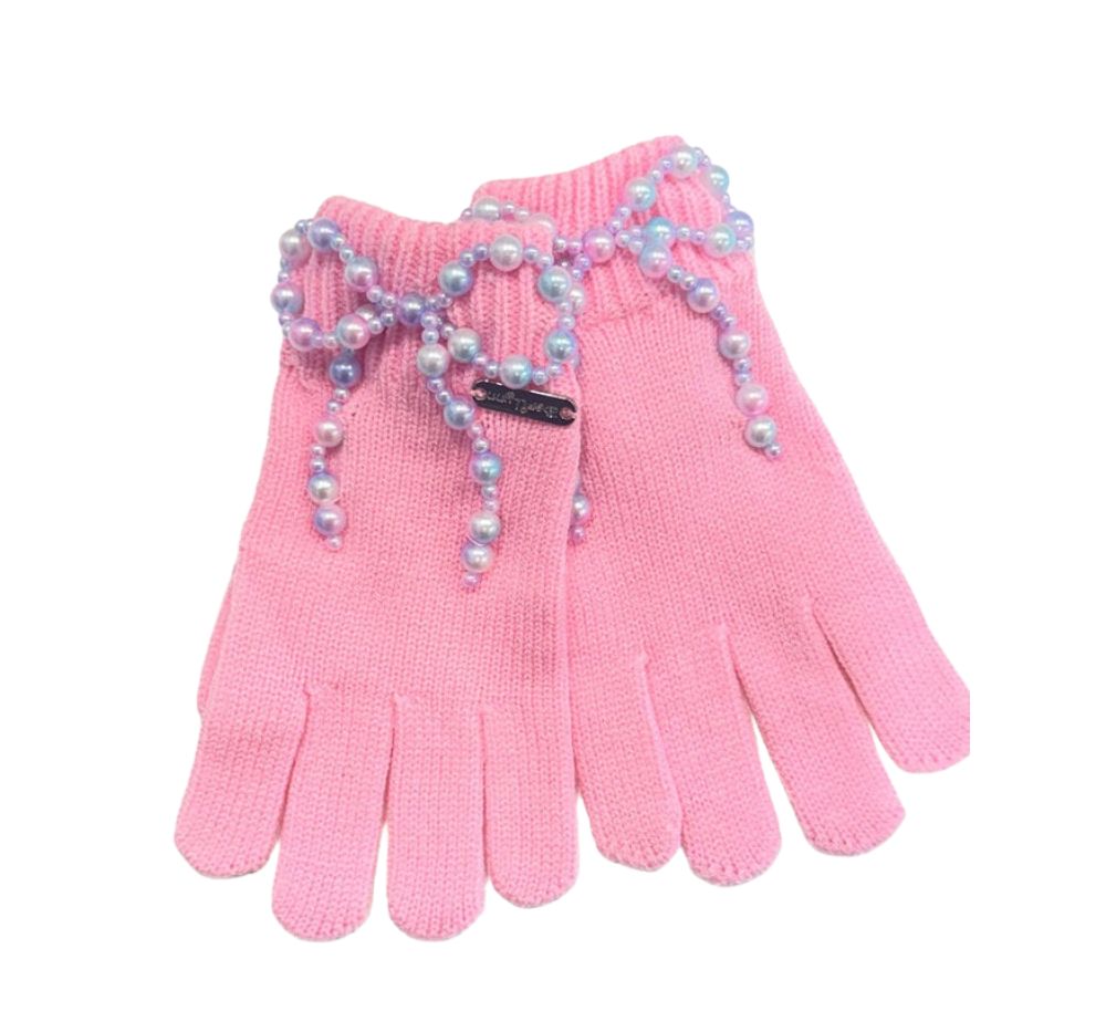 Winter Glove Pink Pearlbow