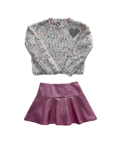 Sweater Multi & Skirt Pink