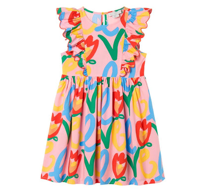 Love Print Dress W/Ruffles