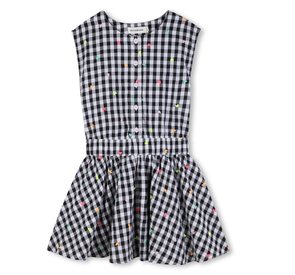 Heart Embroidered Gingham Dress