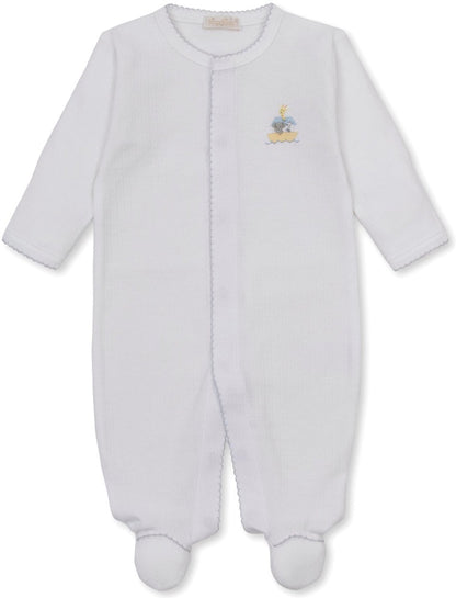 Footie W-Hand Emb Premier Noah´s Journey Wht.-Silver