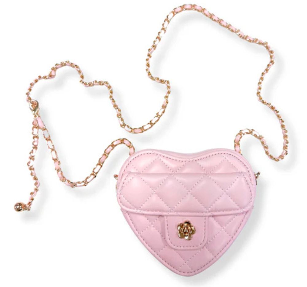 Quilted Leather Heart Purse Pink