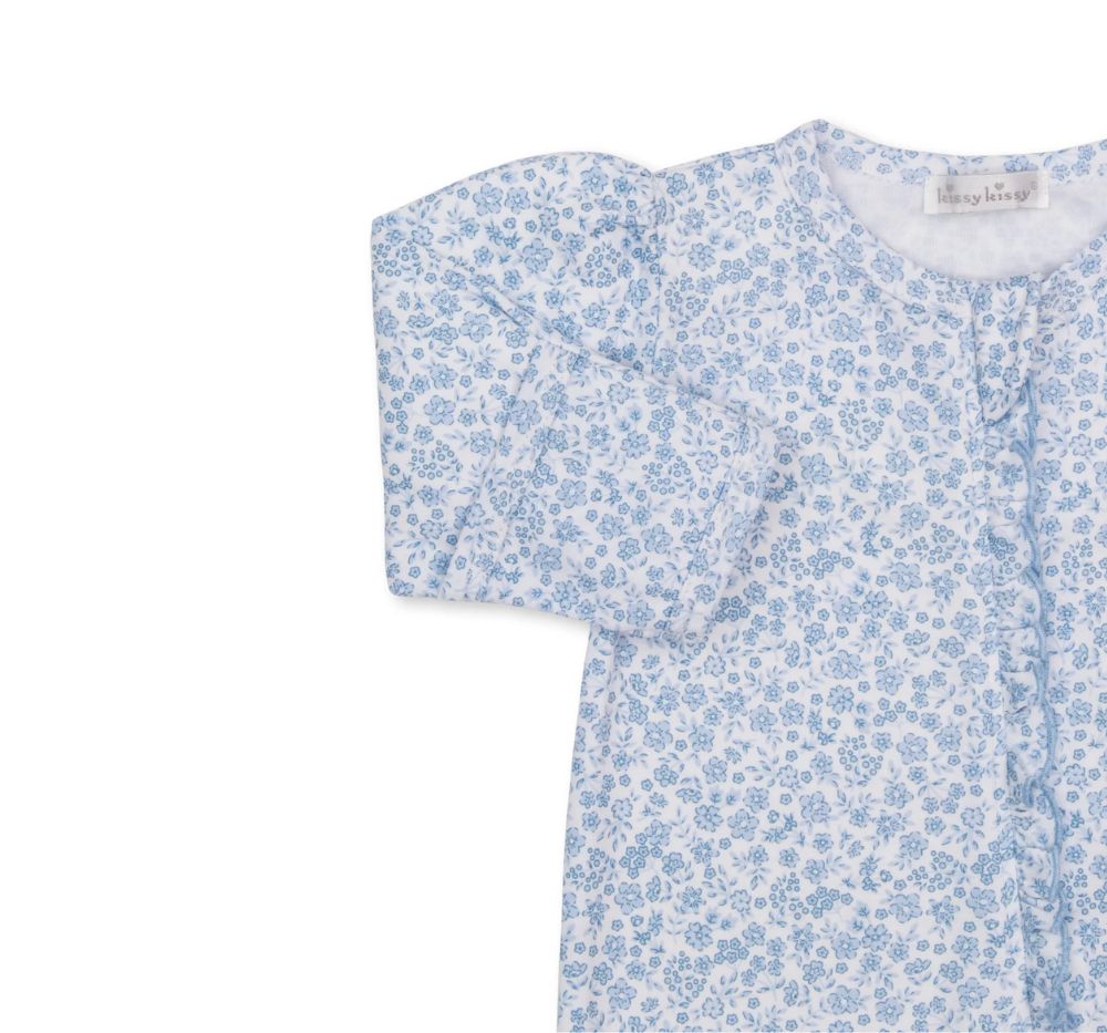 Footie W-Zip Fall Blooms Light Blue