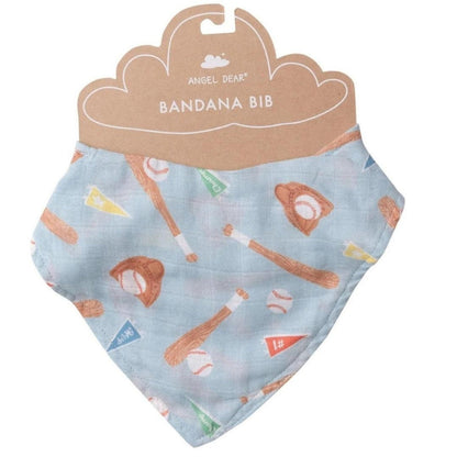 Muslin Bandana Bib Baseball Blue