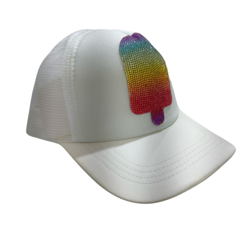 Crystallized Emoji Trucker Hats White Popsicle