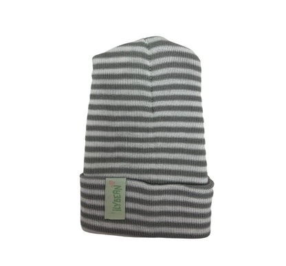 Gorrito De Rayas Gris Con Blanco