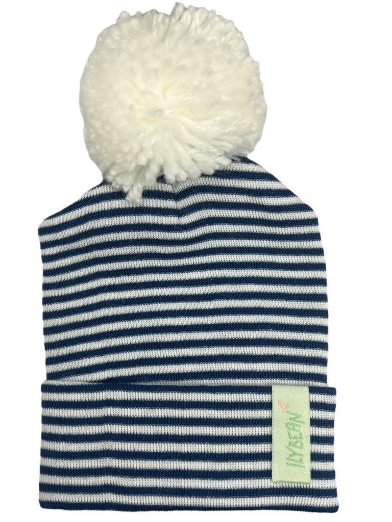 Gorrito Rayas Azul Marino Y Blanco Pom Pom