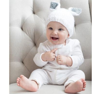Gorro Punto Orejitas Conejo Blanco/Gris Newborn