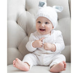 Gorro Punto Orejitas Conejo Blanco/Gris Newborn