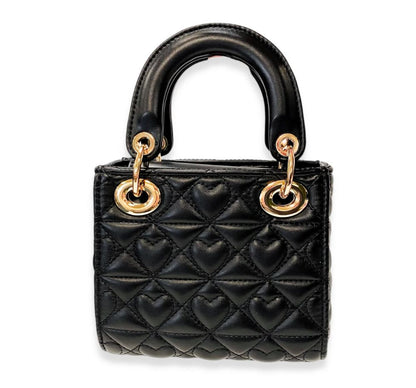 Heart Quilted Bag Black
