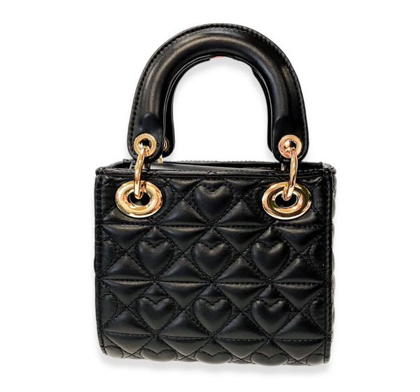 Heart Quilted Bag Black