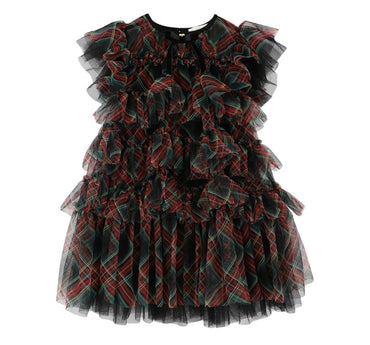 Etta Tartan Tiered Dress Black Tartan