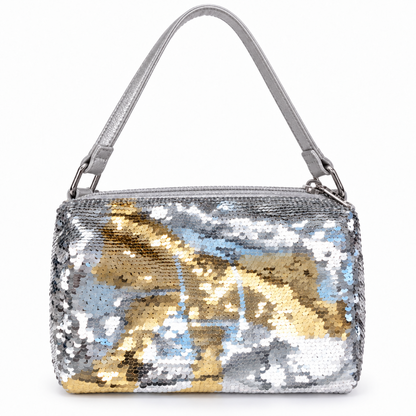 Sequin Bow Bag Silver