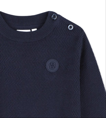 Baby Sweater Navy Wavy Knit