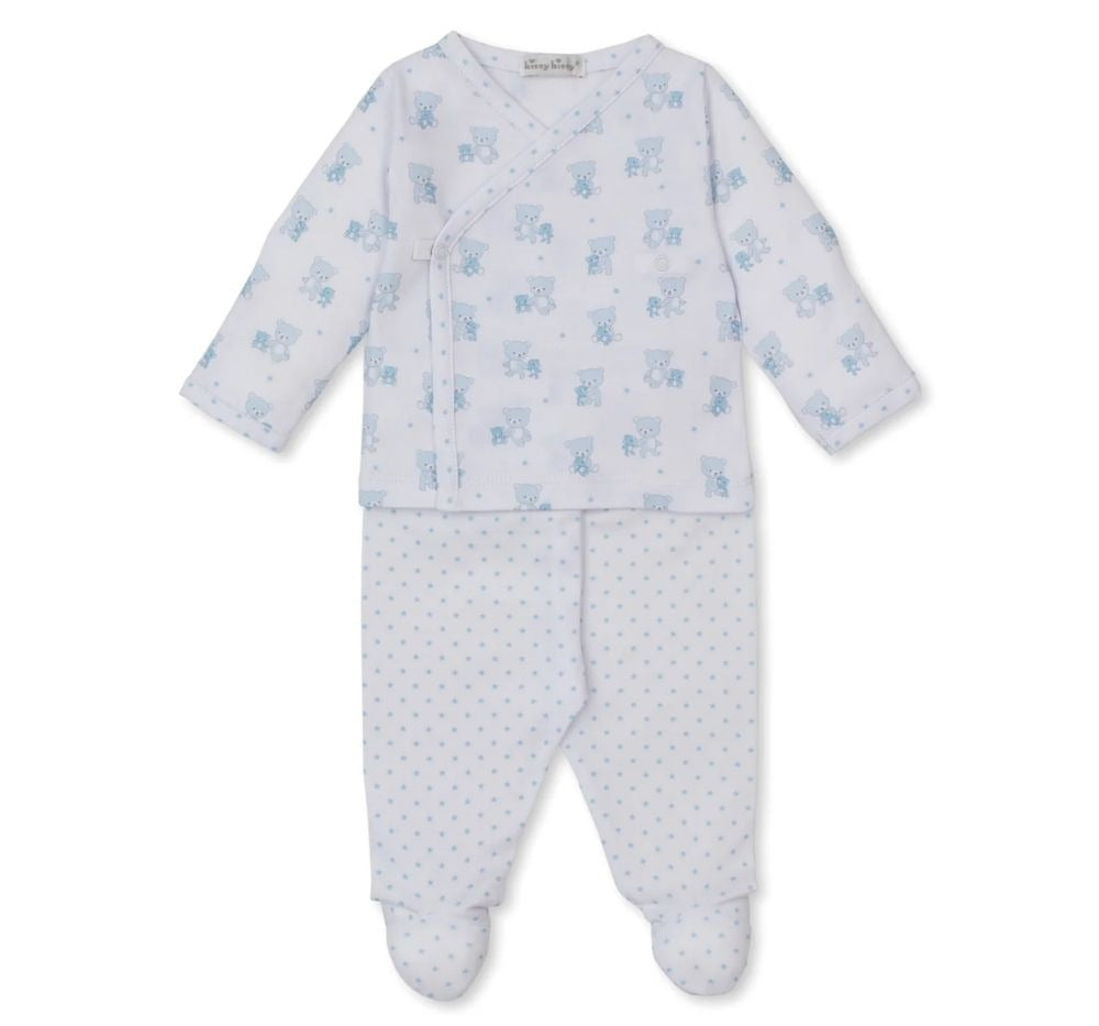Teddy Bear Love-Footed Pant Set Mix Light Blue