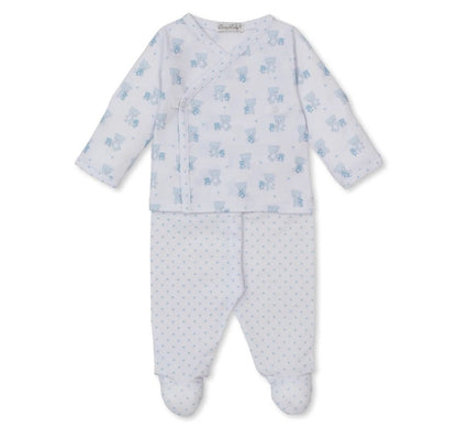 Teddy Bear Love-Footed Pant Set Mix Light Blue