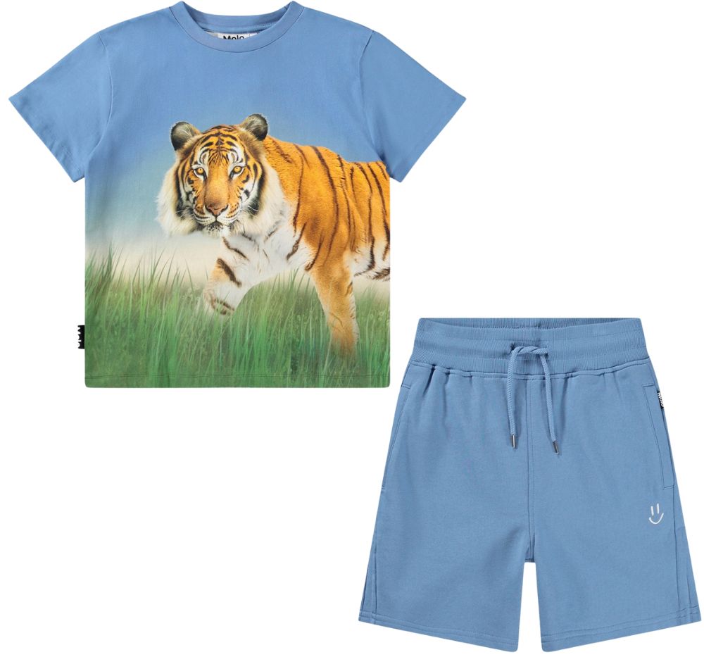 T-Shirt Tiger Cub & Shorts Blue Tide
