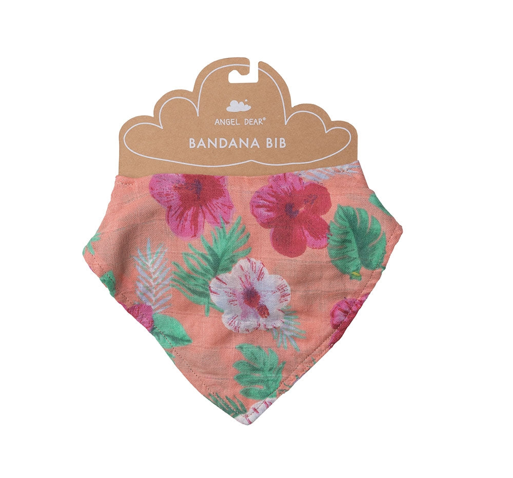 Muslin Bandana Bib Hibiscus Pink