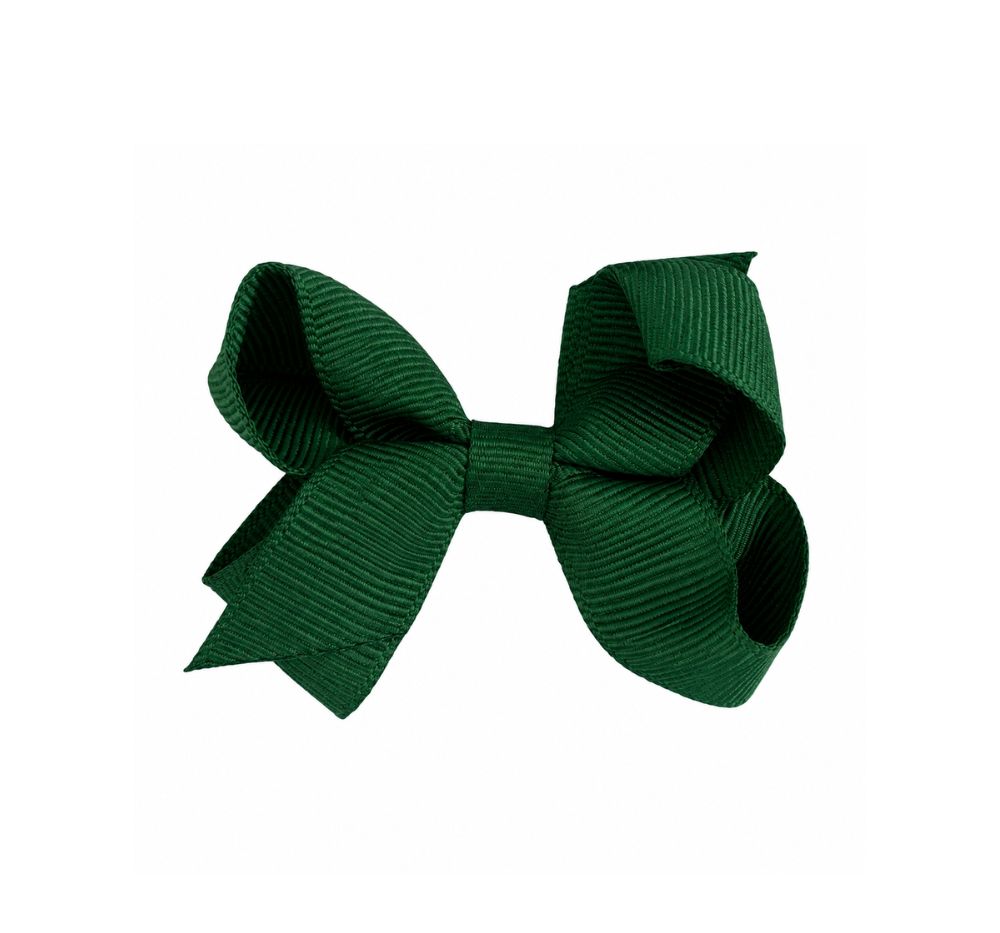 Mini Grosgrain Bow Forest Green