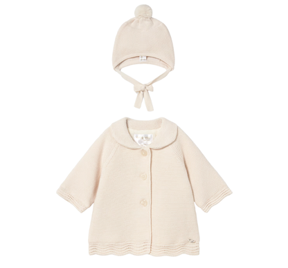 Abrigo Tricot Con Gorro Ceramica