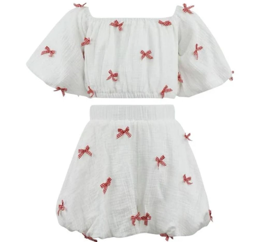 Hailey Red Bow Bubble Set