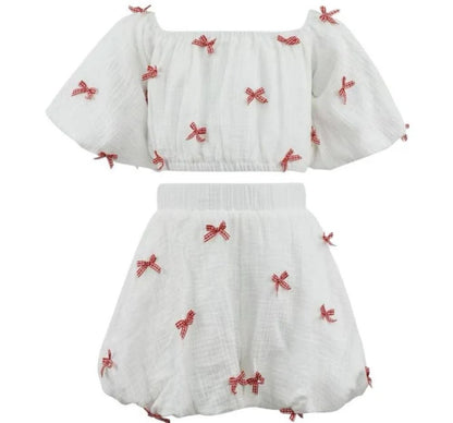Hailey Red Bow Bubble Set