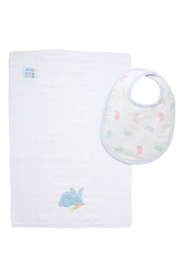 Bunny  Bib & Burp Set Blue