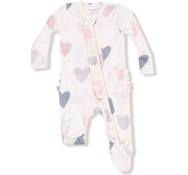 Hearts Modal Rib 2 Way Ruffle Zipper