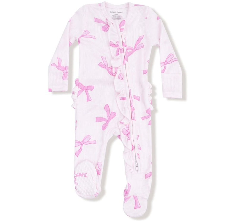 Pretty Bows 2 Way Ruffle Zipper Footie
