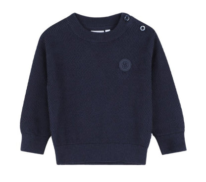 Baby Sweater Navy Wavy Knit