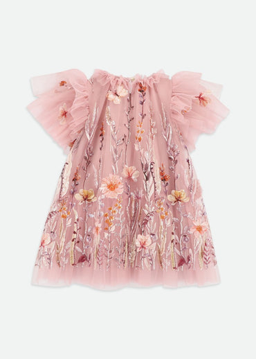 Heather Embroider Border Dress Vintage Rose