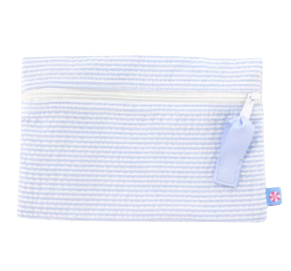 Baby Blue Seersucker Cosmo Bag
