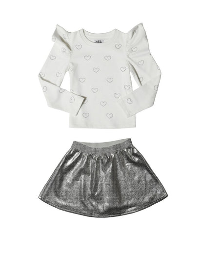 Top White & Skirt Silver