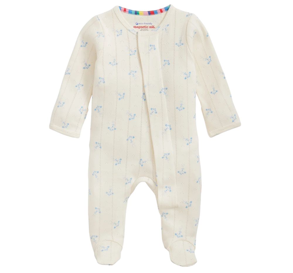 Airplanes Pointelle Magnetic Footie