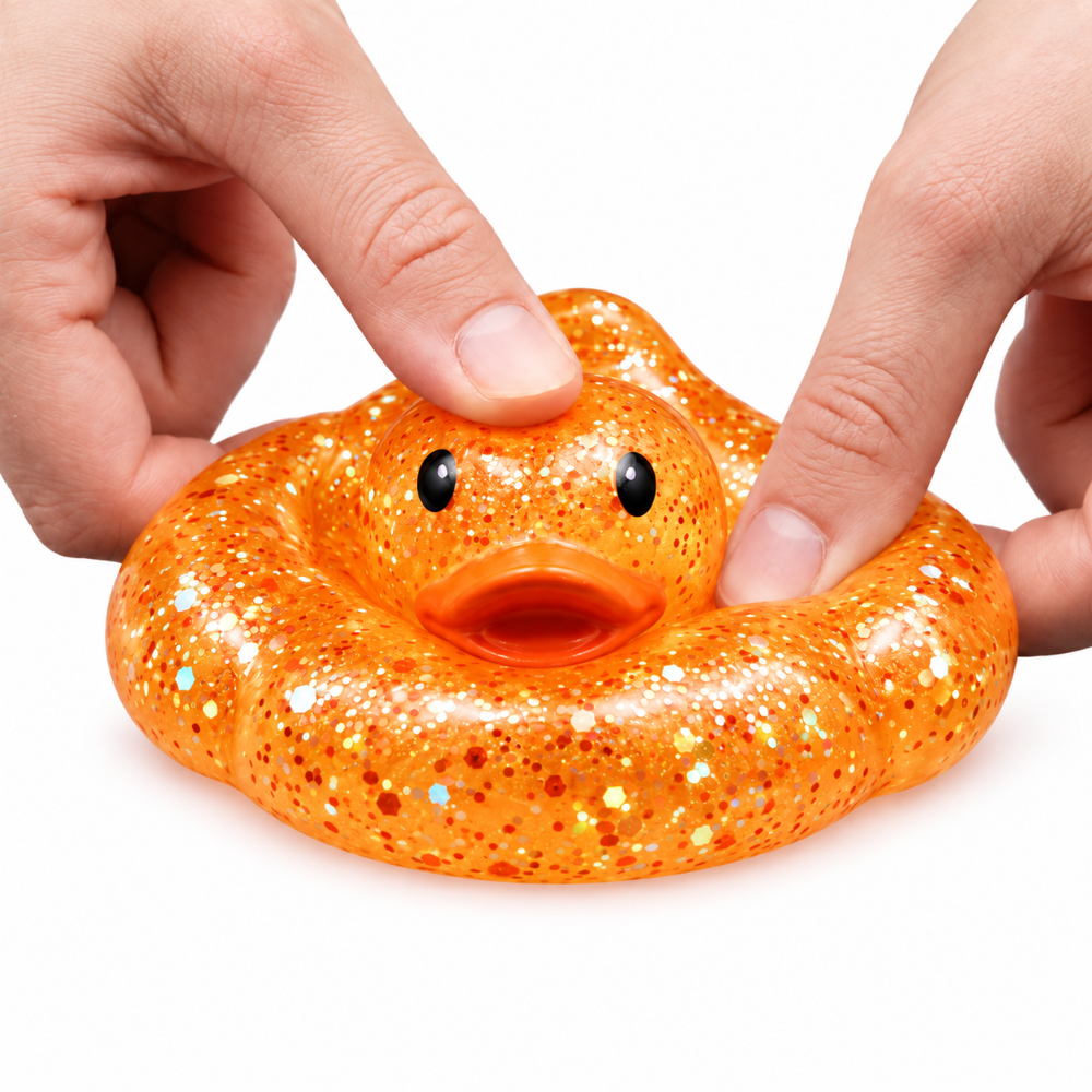 Glitter Squishy Duck Orange