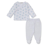 Teddy Bear Love-Footed Pant Set Mix Light Blue
