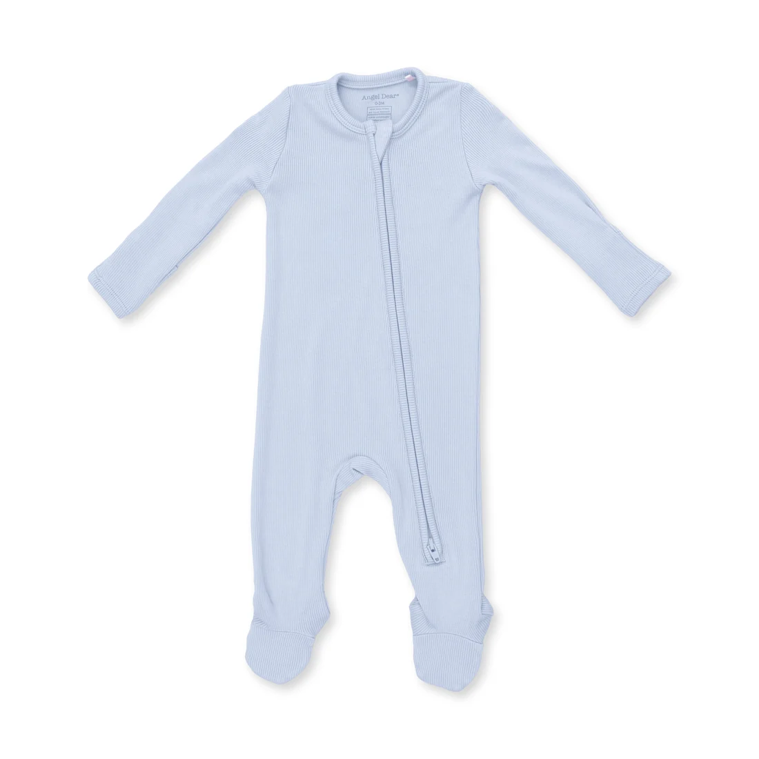Solid Sheer Blue Rib 2 Way Zipper Footie