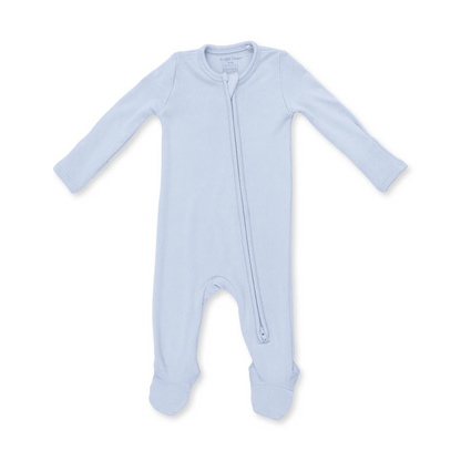 Solid Sheer Blue Rib 2 Way Zipper Footie