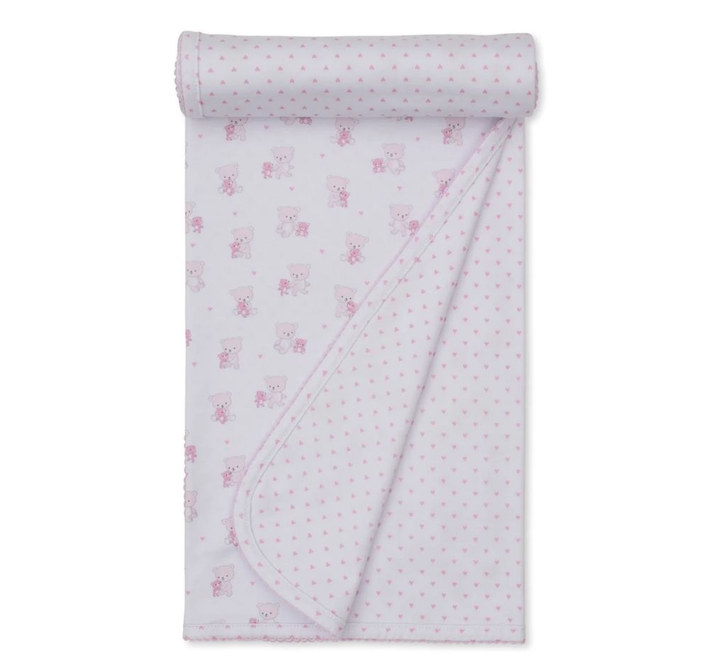 Teddy Bear Love-Reversible Blanket Pink