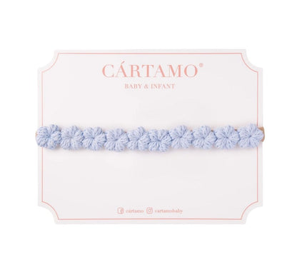 Banda Guirnalda Mini Flor Tejida A Mano Celeste