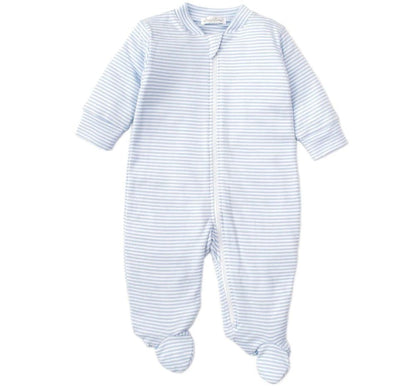 Stripes Footie W/ Zip Light Blue
