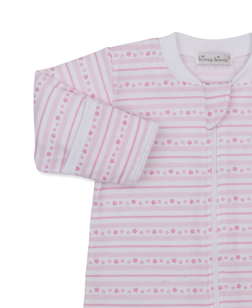 Footie W-Zip PRT Starry Stripes Pink
