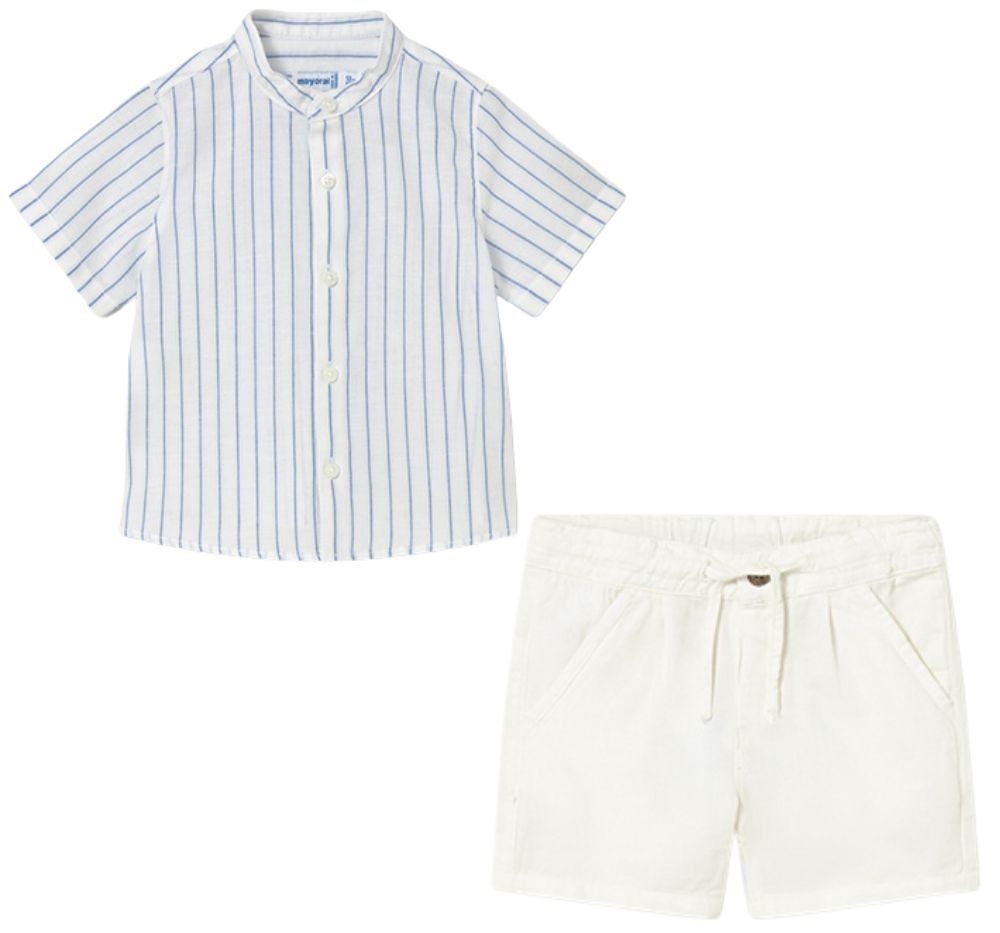 Camisa Lino Cuello Mao y Bermuda Lino