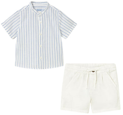 Camisa Lino Cuello Mao y Bermuda Lino