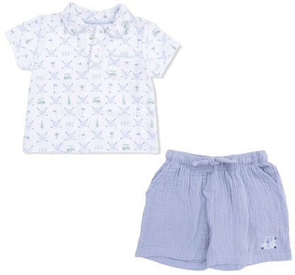Golf Trellis Blue Polo W/Casual Short