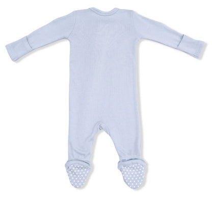 Solid Niagara Mist Rib 2 Way Zipper Footie