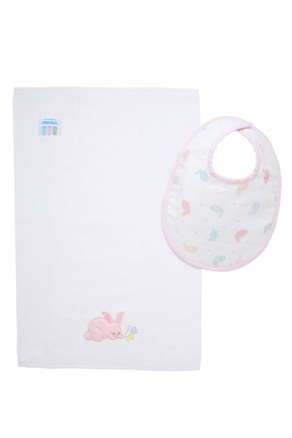 Bunny  Bib & Burp Set Pink