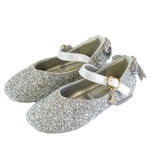 Bow Back Flat Shoes Silver