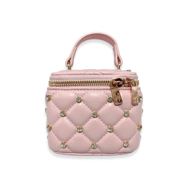 Embellished Vanity Quilted Purse Light Pink