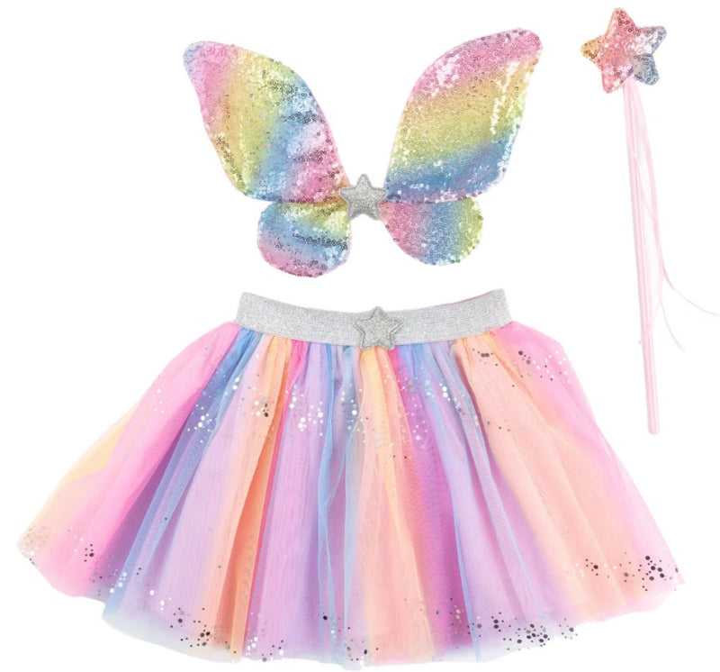 Rainbow Sequins Skirt With Wings & Wand 4-6